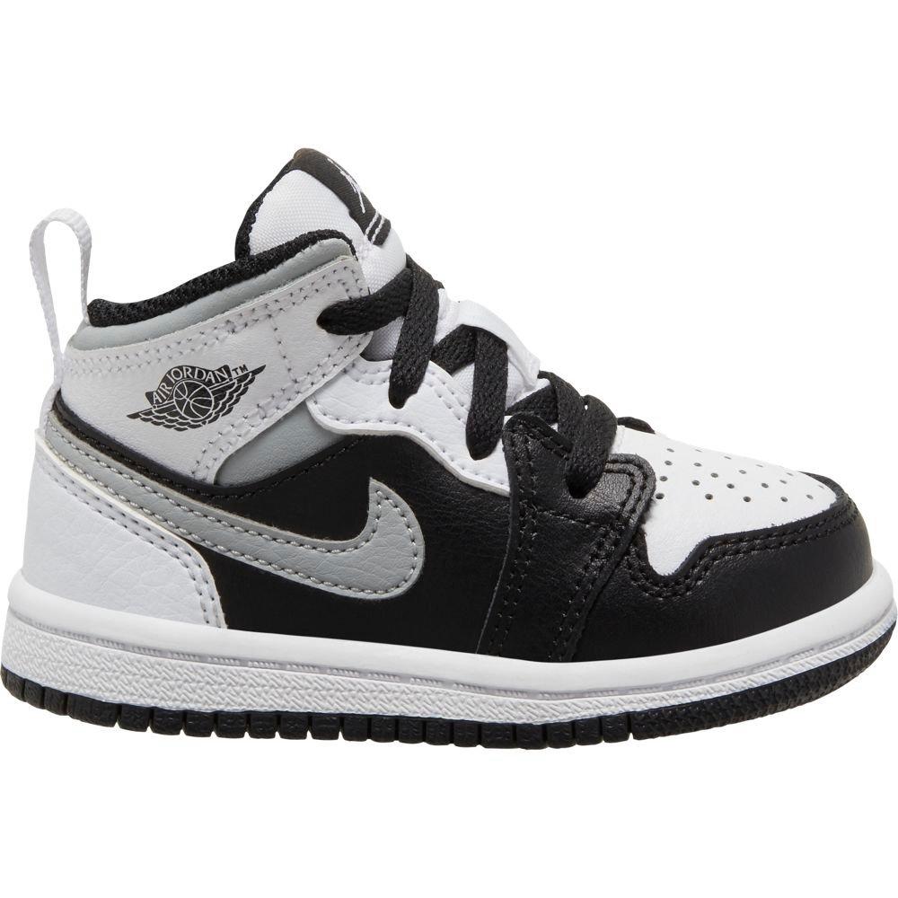 Jordan 1 Mid "Black/White/Light Smoke Grey" Toddler Kid's Shoes - GREY